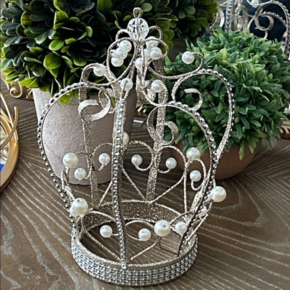 NEW! Shabby Chic Vintage Inspired Metallic Silver Metal Royal King Queen Crown - Picture 5 of 6